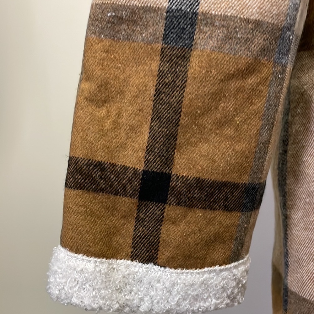 Alunalevi Tan plaid coat Women's small - Picture 5 of 7